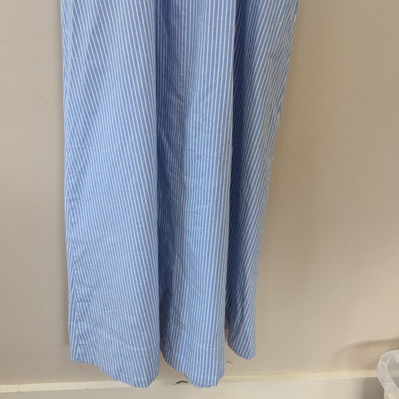 Loft Striped Poplin Shirt Dress Tailored Preppy Midi Blue White - Picture 7 of 12